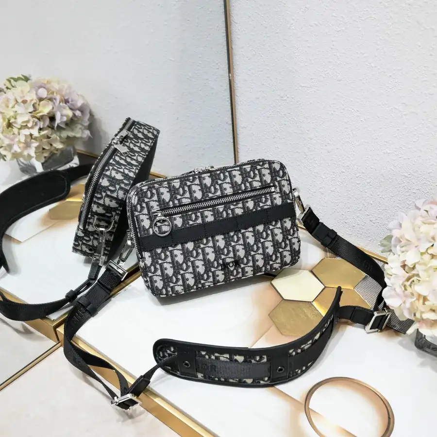 Dior Homme Camera Bag with Classic Buckle and Leather Back