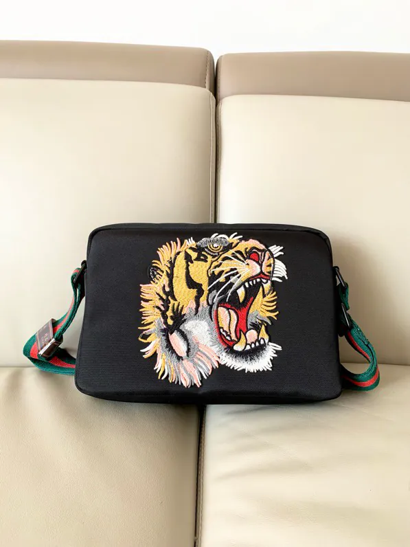 Gucci New Crossbody Bag with Premium Leather and Tiger Embroidery