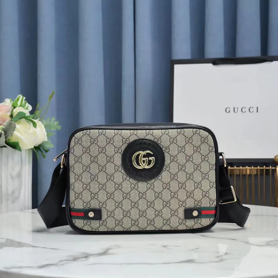 Gucci New Crossbody Bag Premium Full Grain Calfskin with Gucci Pattern
