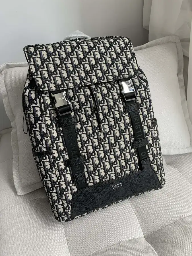Dior Oblique Print Letter Canvas Backpack