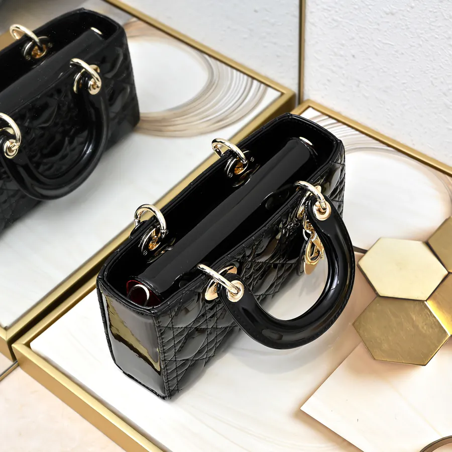 Crossbody Lady D−Joy Bag in Glossy Calfskin