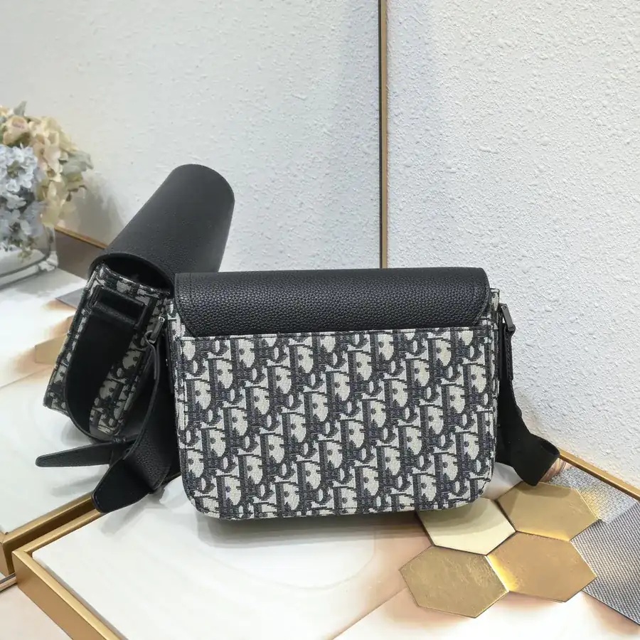 Mini Saddle Messenger Bag in Black Grained Calfskin