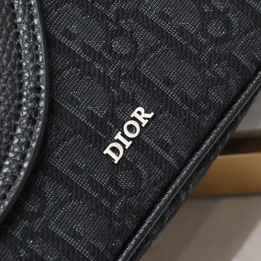 Mini Saddle Messenger Bag in Black Grained Calfskin