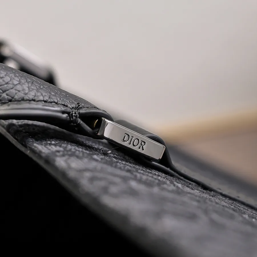 Dior Oblique Print Handbag with Grained Calfskin Details