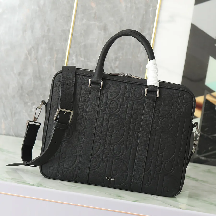 Dior Gravity Print Leather Tote with Grained Calfskin