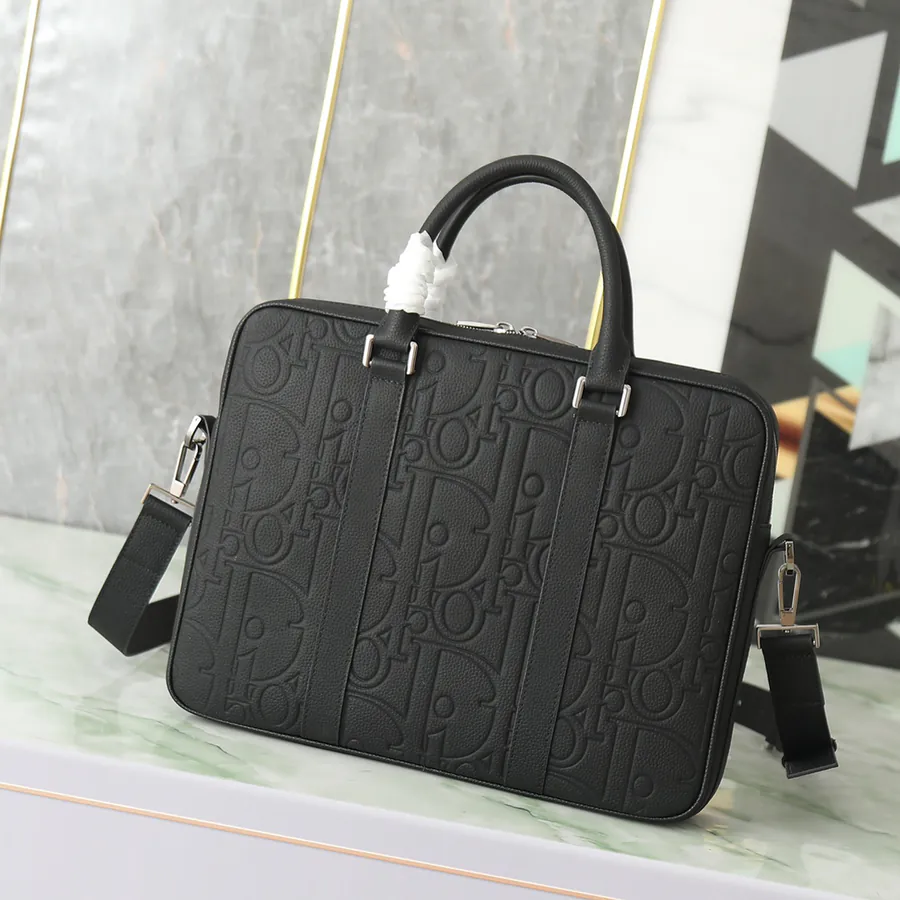 Dior Gravity Print Leather Tote with Grained Calfskin
