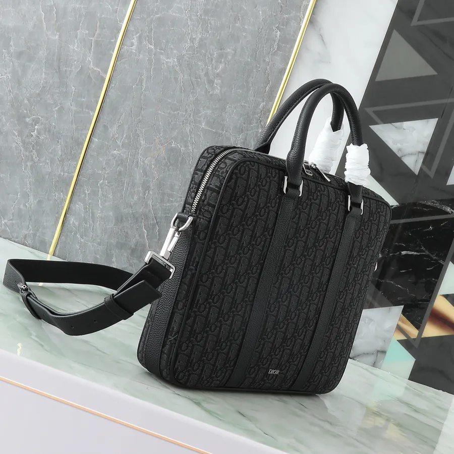 Dior Classic Briefcase with Oblique Print and Leather Details