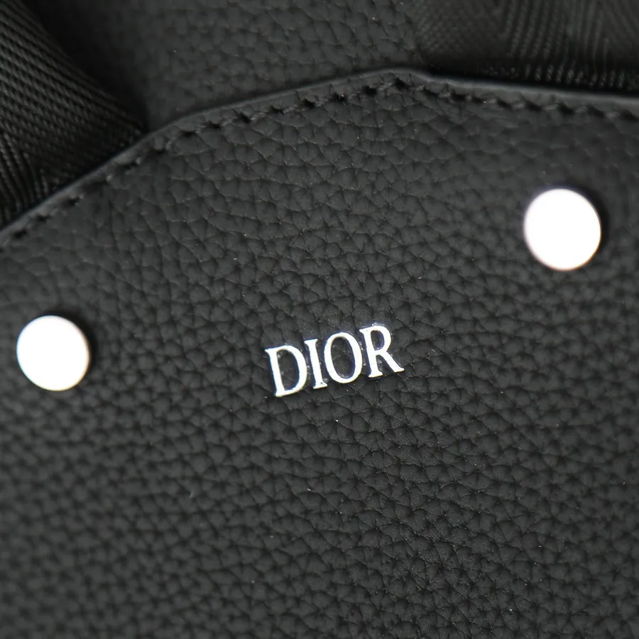 Dio Oblique Mini Backpack in Black Grained Calfskin
