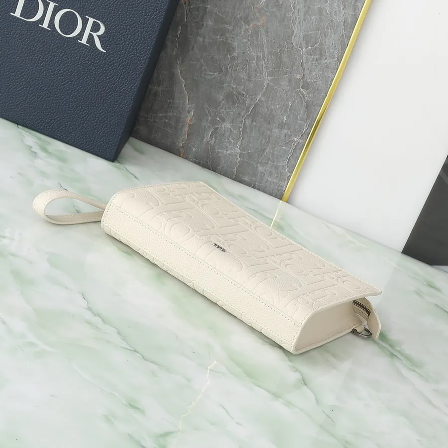 Dior A5 Triangle Tote in Beige Grained Calfskin