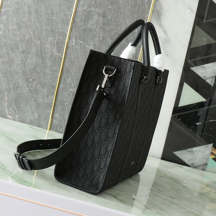 East West Handbag with Dior Logo and Grained Calfskin Details
