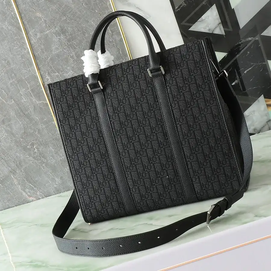 East West Handbag with Dior Logo and Grained Calfskin Details