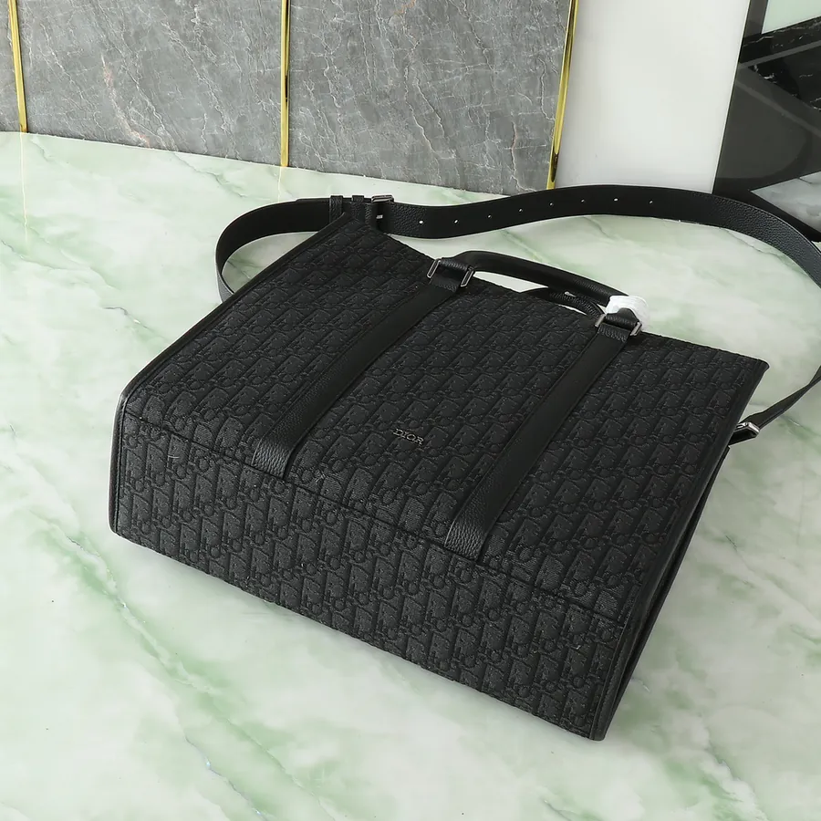 East West Handbag with Dior Logo and Grained Calfskin Details