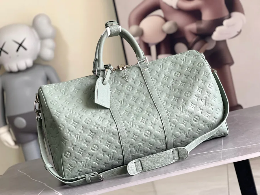 Louis Vuitton Classic Keepall Travel Bag with Monogram Shadow Leather