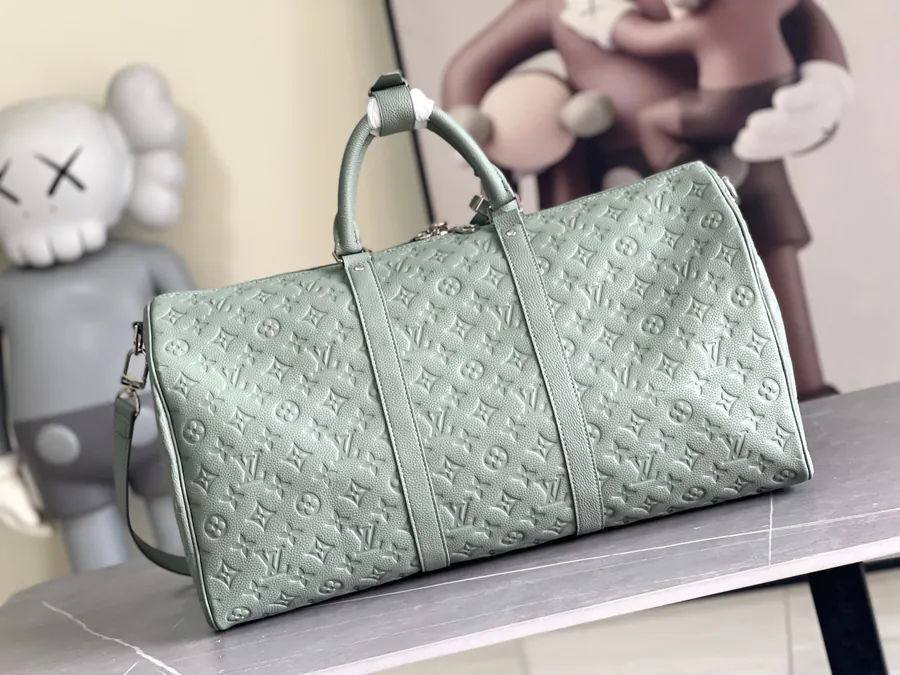 Louis Vuitton Classic Keepall Travel Bag with Monogram Shadow Leather
