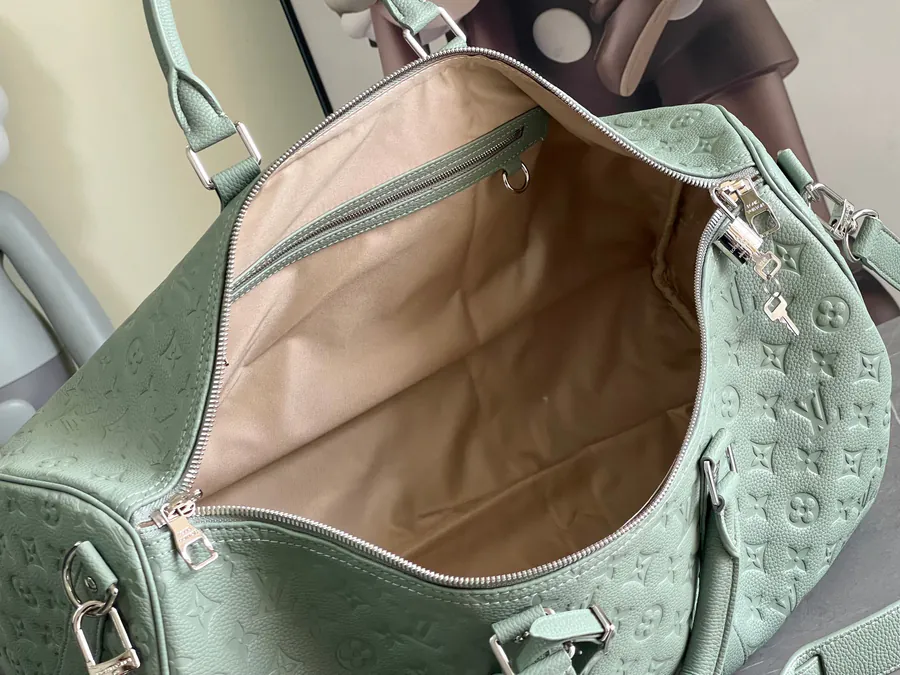 Louis Vuitton Classic Keepall Travel Bag with Monogram Shadow Leather