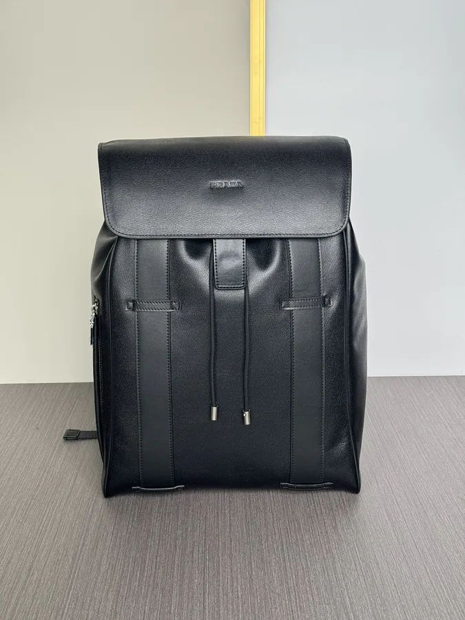 Prada Premium Full Leather Backpack 8458 Size, Black