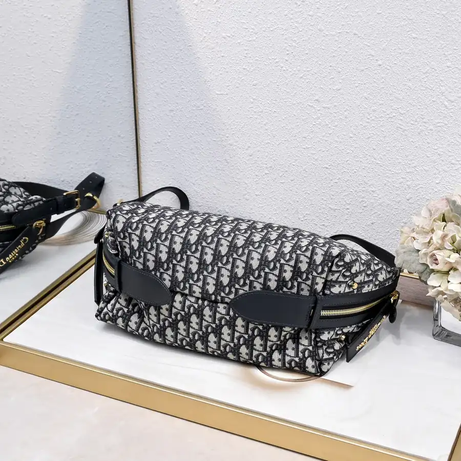 D Journey Bucket Bag in Blue Oblique Print