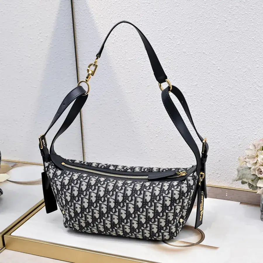 Mini D Journey Handbag with Blue Oblique Print