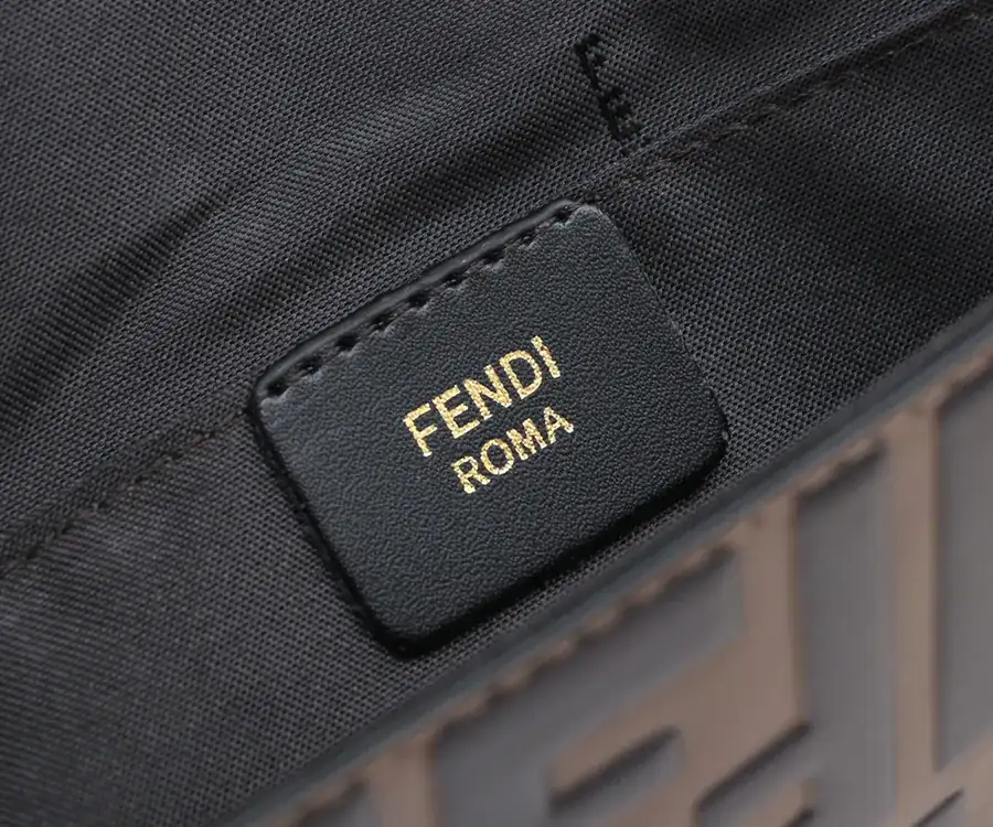 Fendi Mini Geometric Flip Cover Set Signature Brown Leather with Black Raised FF Print