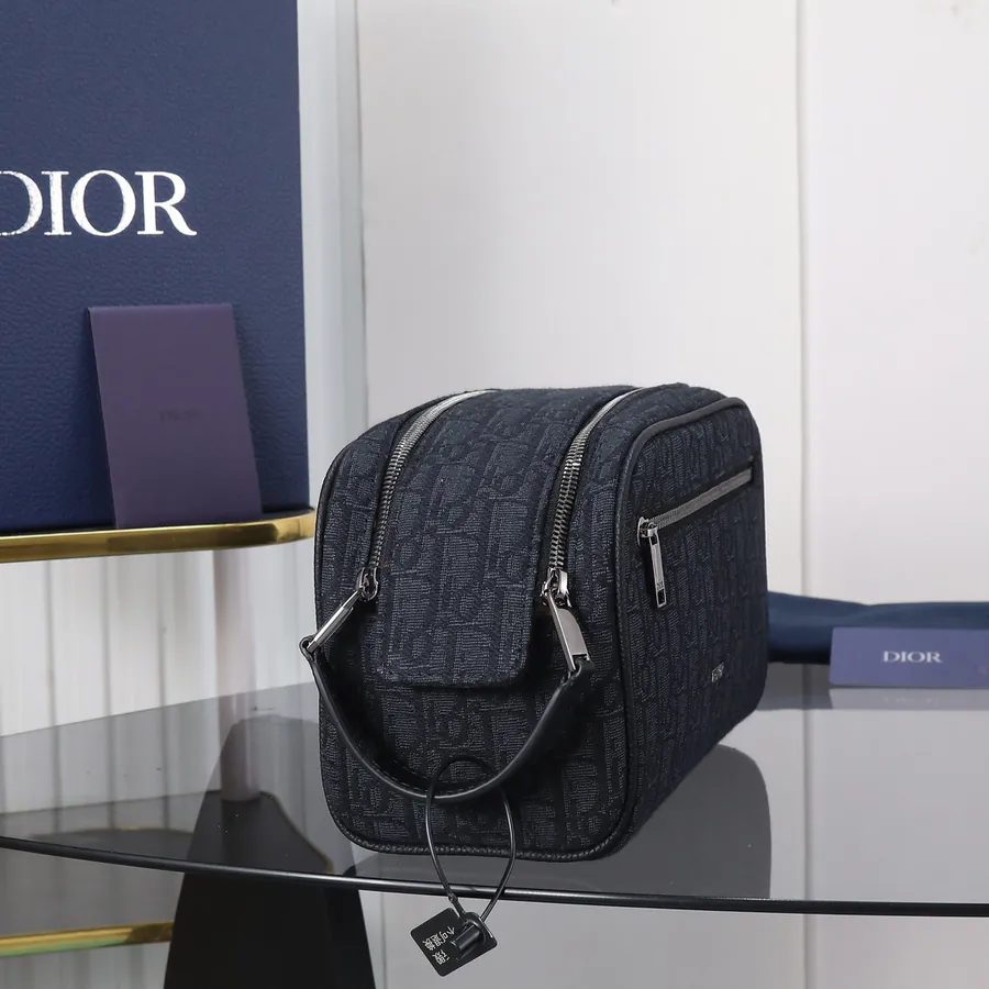 Dior Travel Bag with Oblique Print and Grained Calfskin Trim