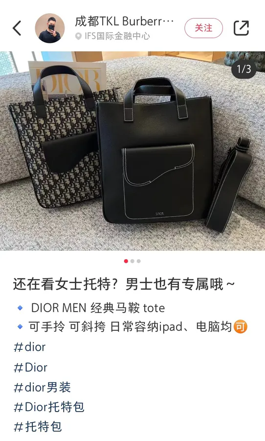 Dior Saddle Tote Bag Modern and Elegant Silhouette