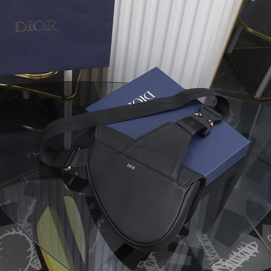 Dior Saddle Bag Black Grained Calfskin