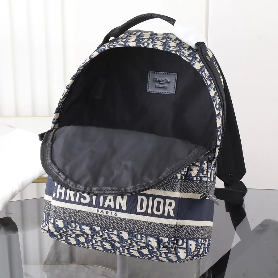 Dior House Travel Backpack with Blue Oblique Technical Jacquard