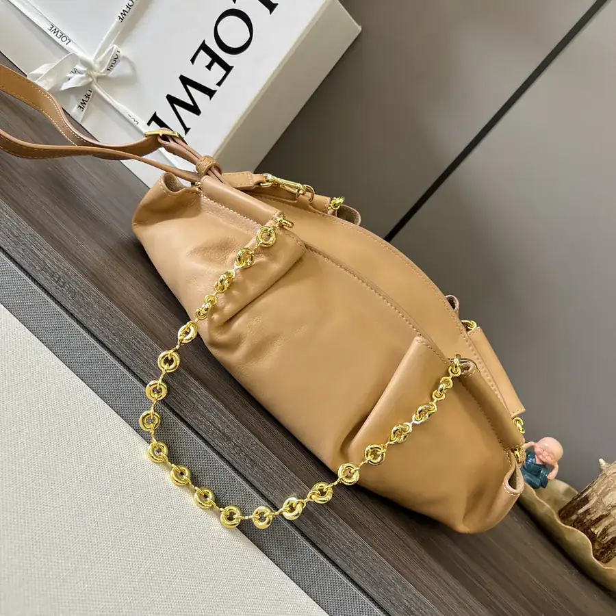 Loewe Paseo Mini Leather Bucket Bag with Chain Strap