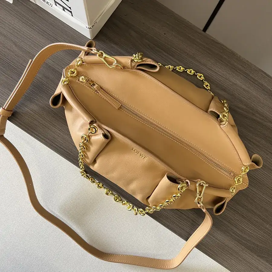 Loewe Paseo Mini Leather Bucket Bag with Chain Strap