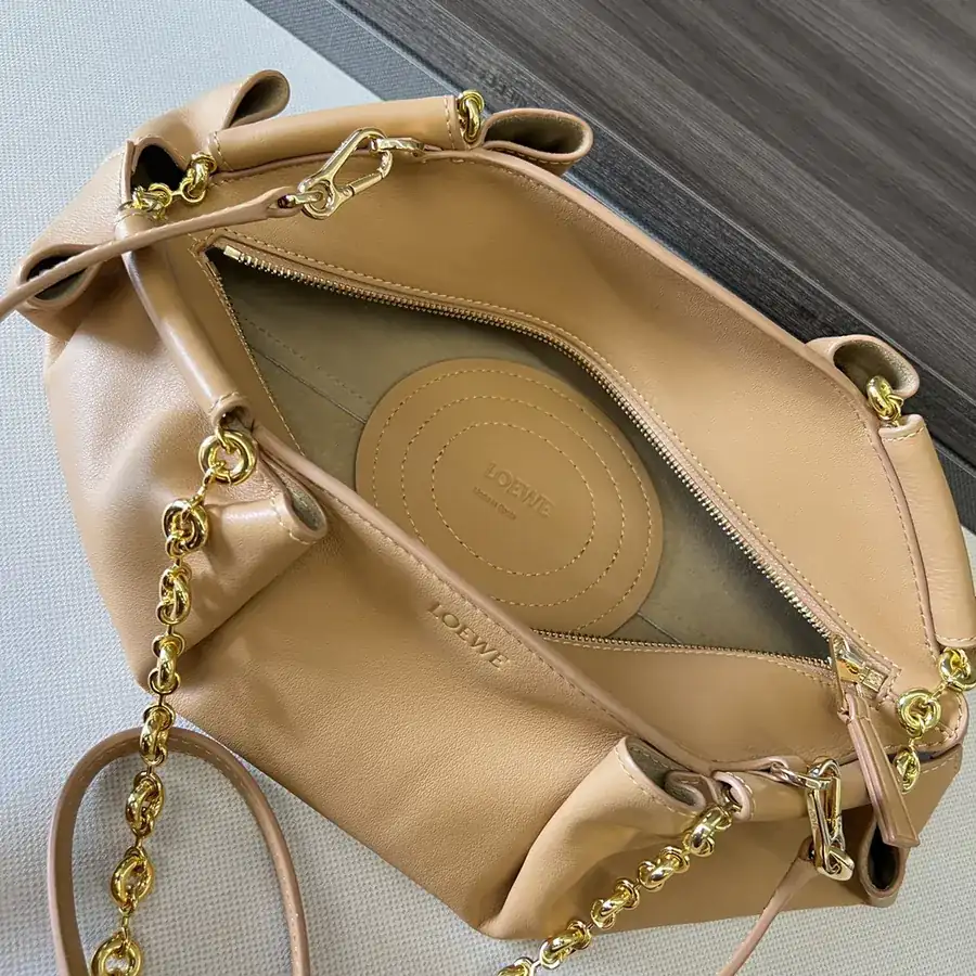 Loewe Paseo Mini Leather Bucket Bag with Chain Strap