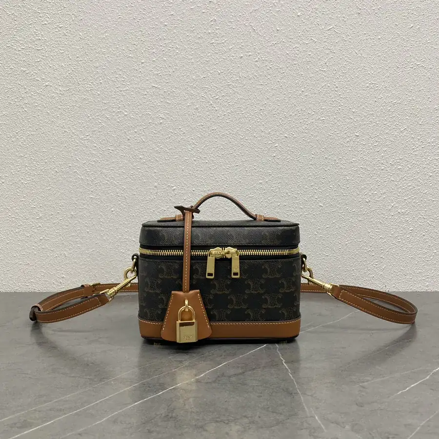 CE Vanity Cosmetic Bag Classic Design, Premium Leather