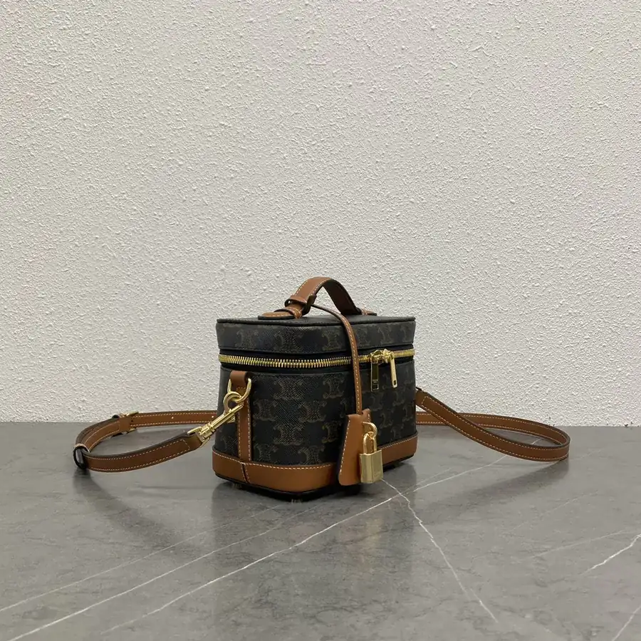 CE Vanity Cosmetic Bag Classic Design, Premium Leather