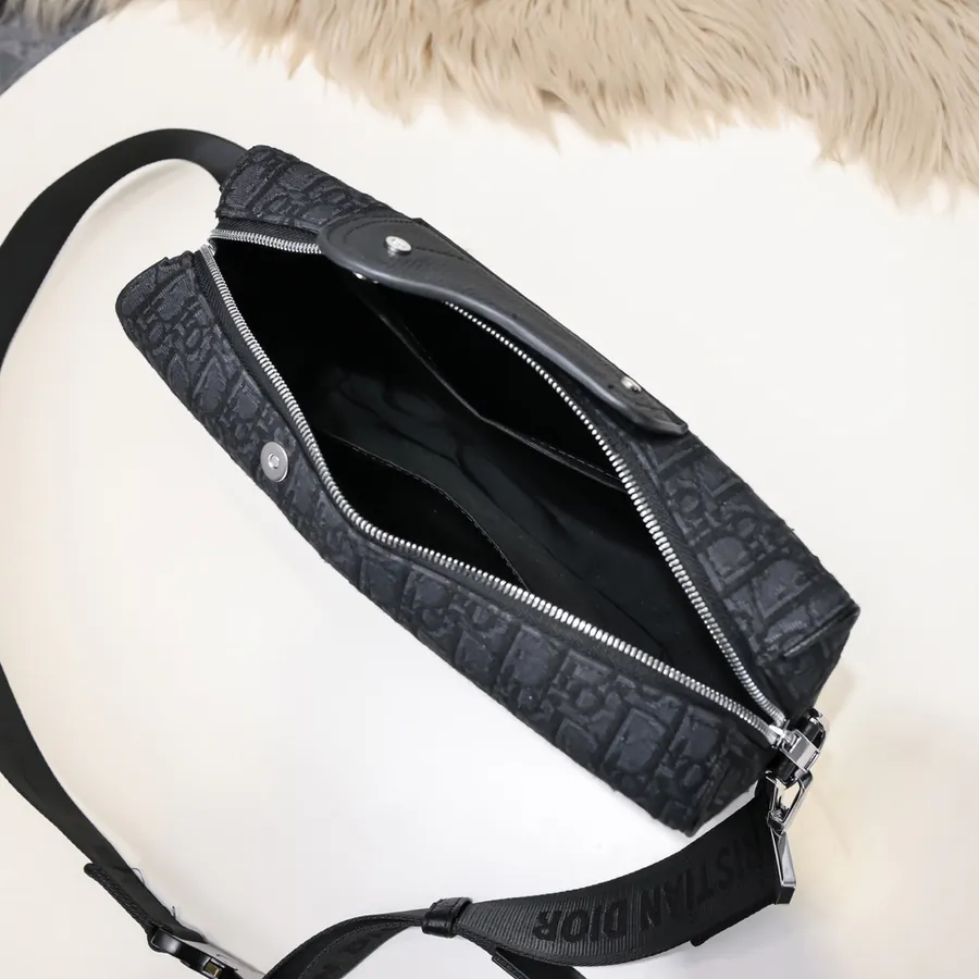 Dior 2024 Mens Messenger Bag Black Oblique Print