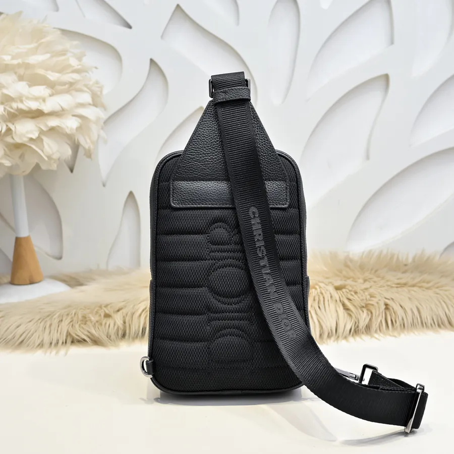 2024 New Rider Crossbody Bag with Oblique Print and Grained Calfskin Details