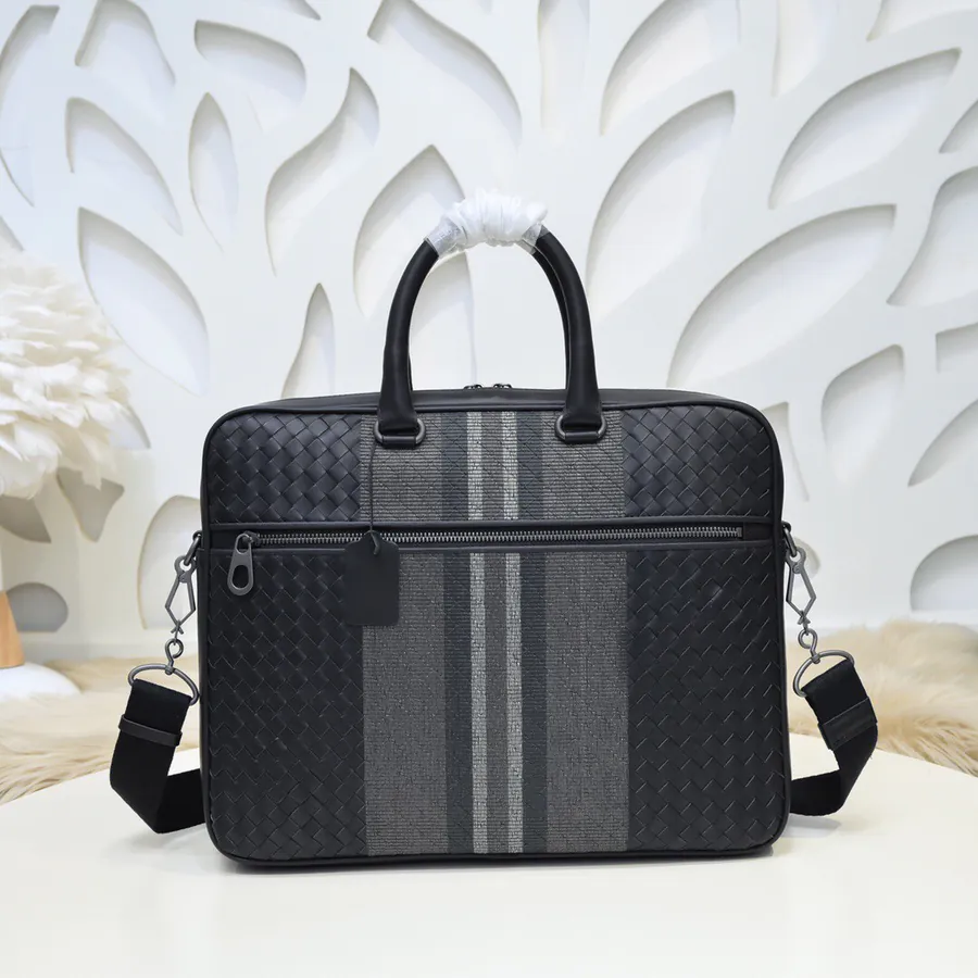 BV 2024 Men's Briefcase Premium Leather, Intrecciato Design