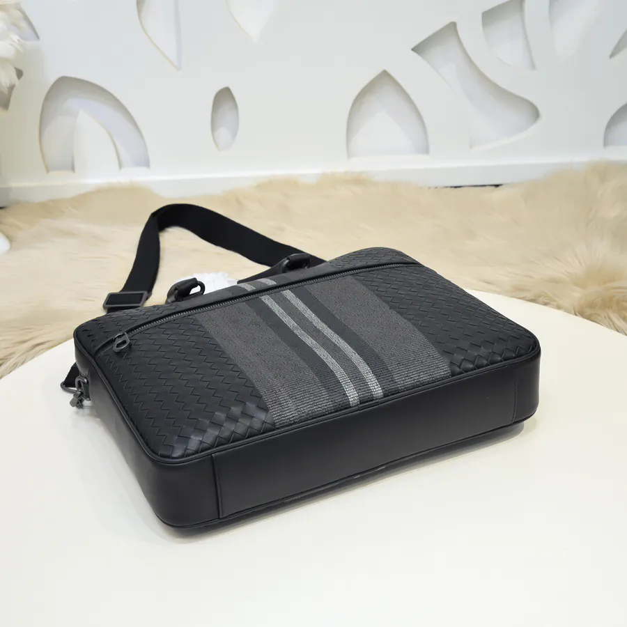 BV 2024 Men's Briefcase Premium Leather, Intrecciato Design