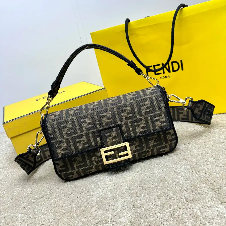 Fendi Baguette Medium Handbag with Flip Closure