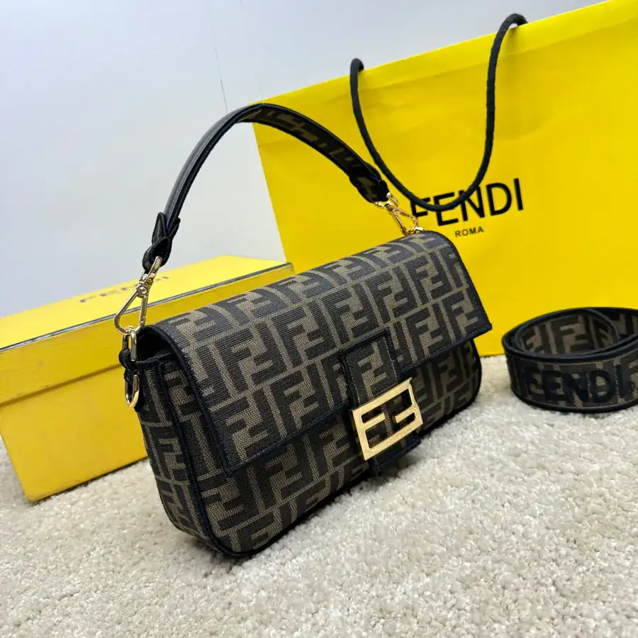 Fendi Baguette Medium Handbag with Flip Closure