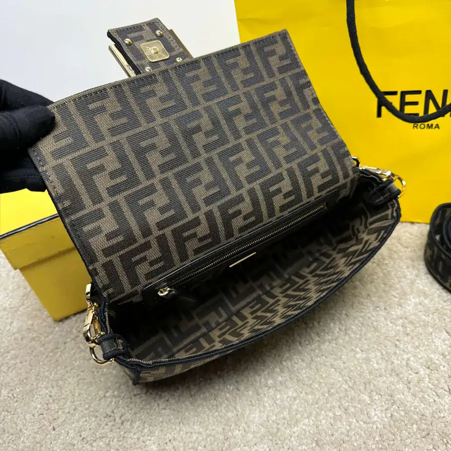 Fendi Baguette Medium Handbag with Flip Closure