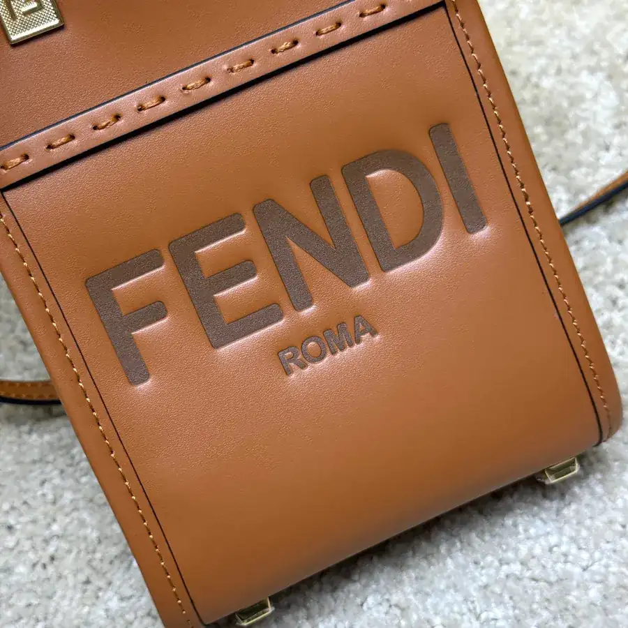 FENDI Mini Tote Bag with Brown Leather and Roma Embroidery