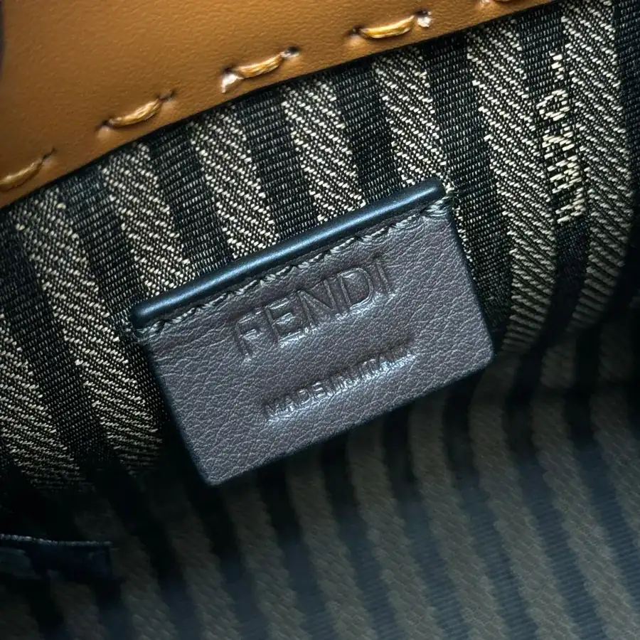 FENDI Mini Tote Bag with Brown Leather and Roma Embroidery