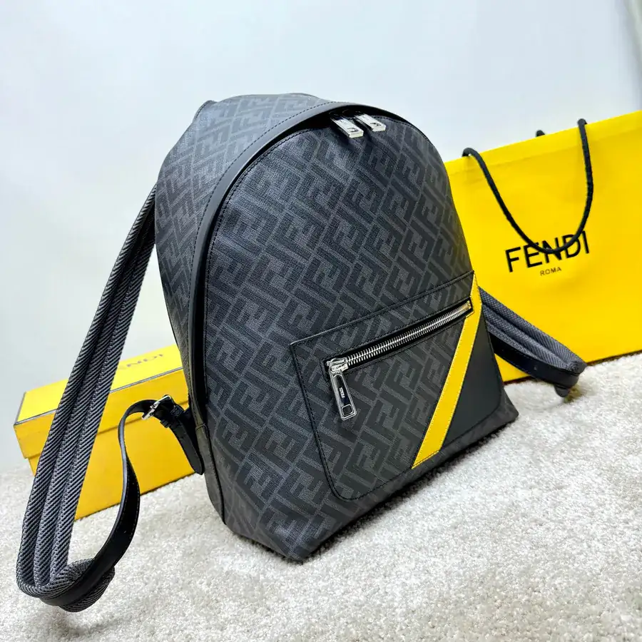 FF Logo Metal Stud Double Shoulder Bag