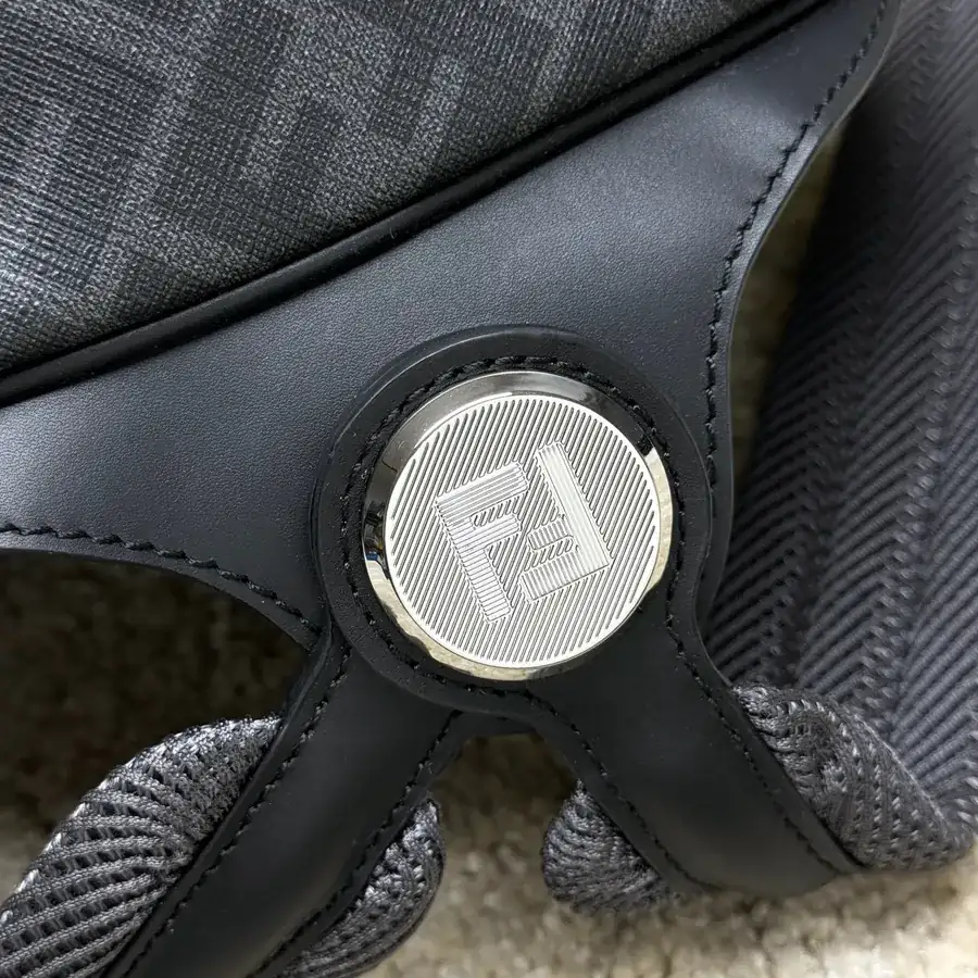 FF Logo Metal Stud Double Shoulder Bag