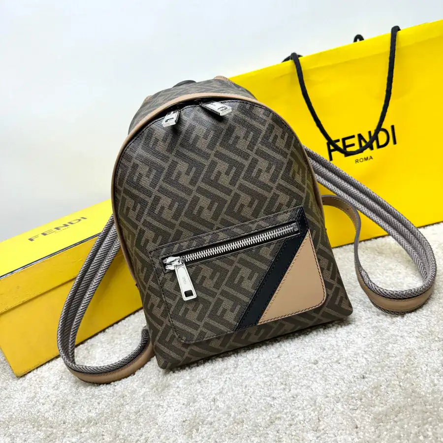 Mini Structured Crossbody Tote with FF Logo Metal Stud