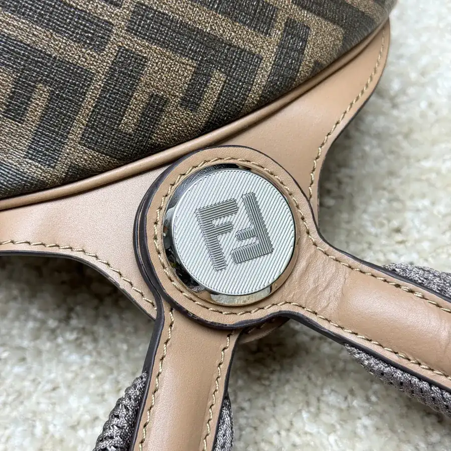 Mini Structured Crossbody Tote with FF Logo Metal Stud