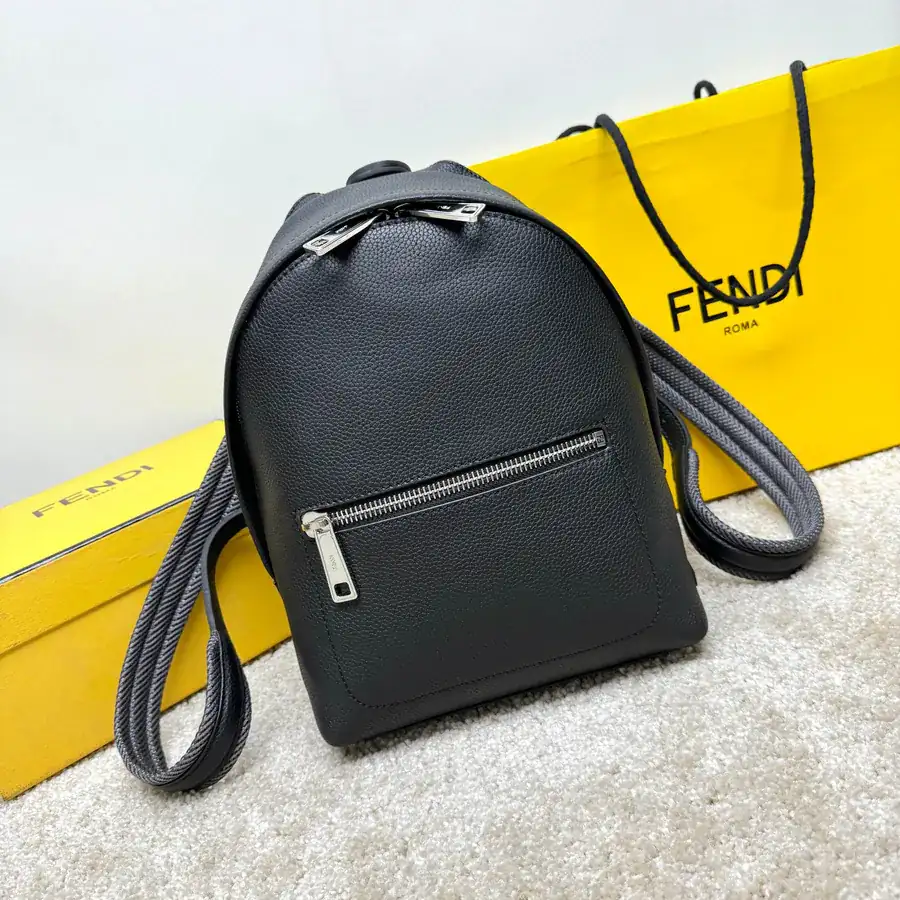 Small Structured Crossbody Backpack with FF Logo Metal Stud