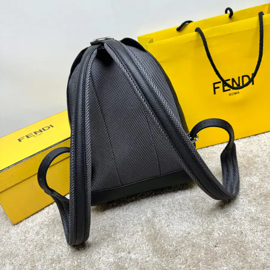 Small Structured Crossbody Backpack with FF Logo Metal Stud