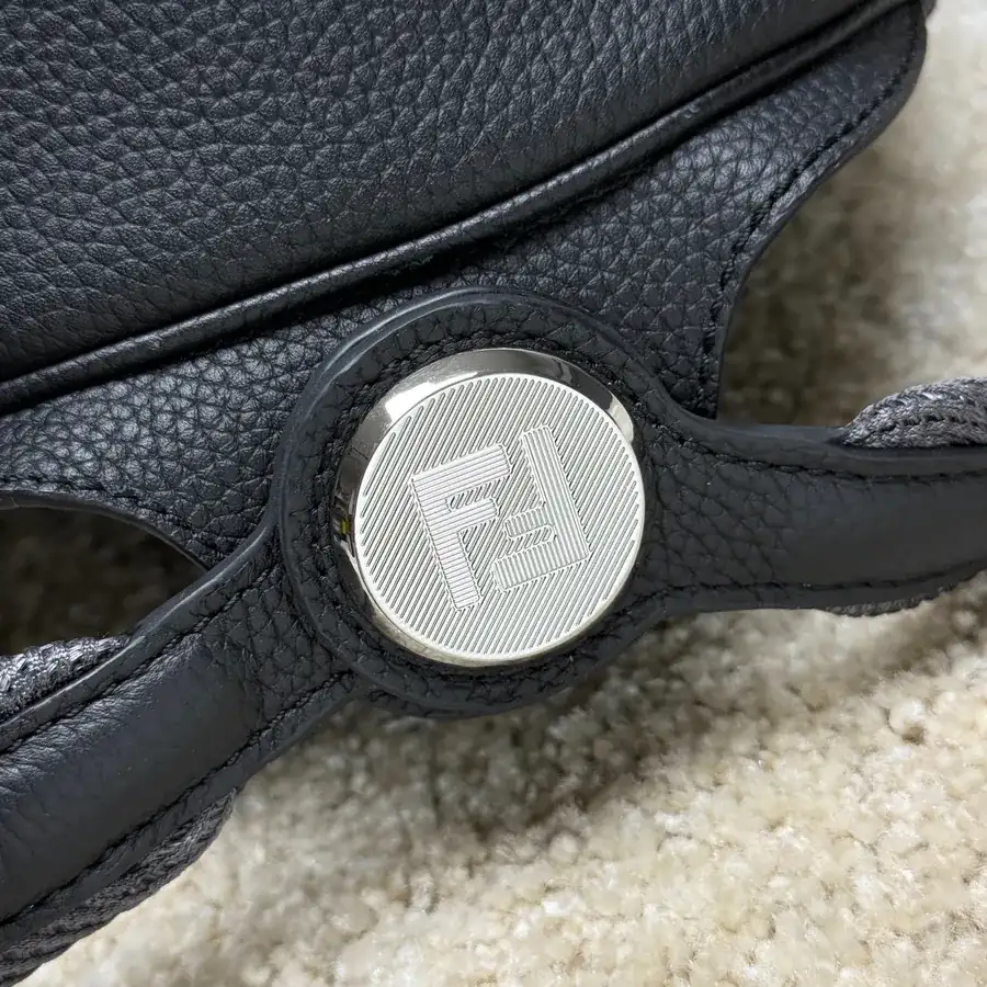Small Structured Crossbody Backpack with FF Logo Metal Stud