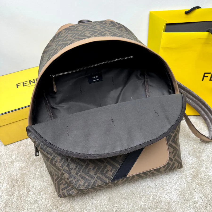 FF Bucket Bag with Convertible Strap and Grained Calfskin Details