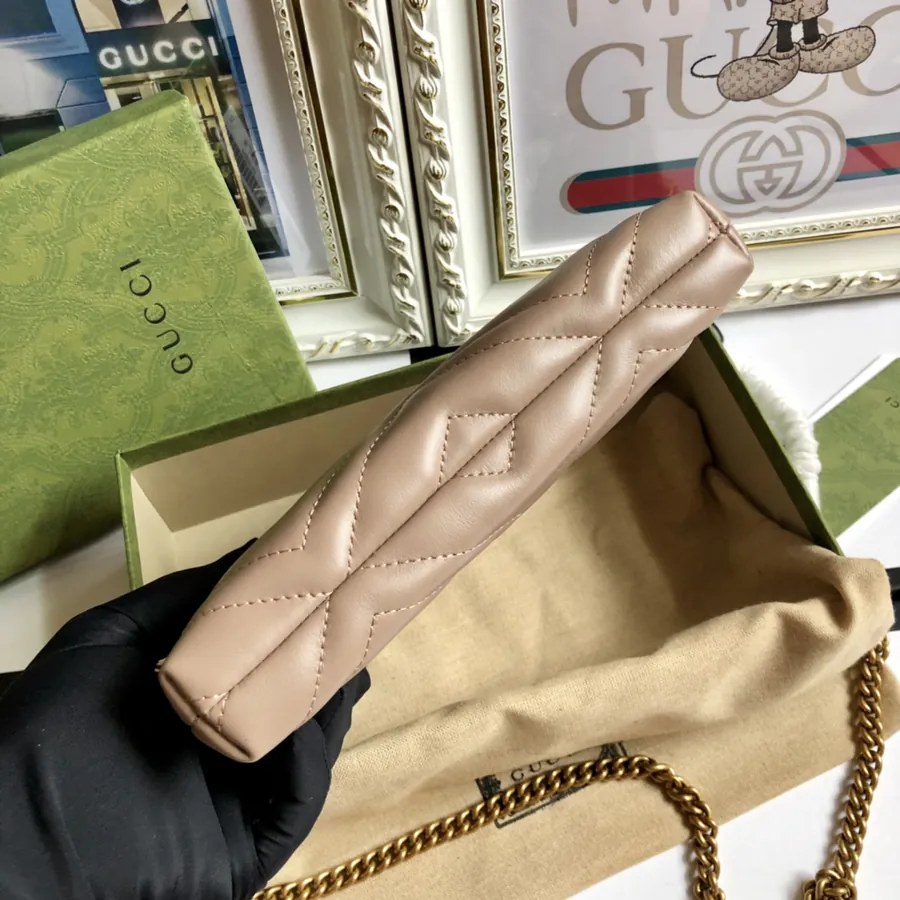 G Brand Chain Bag Premium Edition, Grained Calfskin, GG Logo, Classic Style